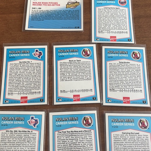 Donruss 1992 Nolan Ryan Lot Baseball MLB 8 cards Coca Cola Highlights - Picture 7 of 10